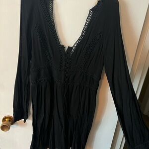 ILLA ILLA Black Crochet Detail Tunic